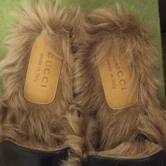 Gucci mens Princetown slippers w/t fur size 8.5 - Picture 5 of 9